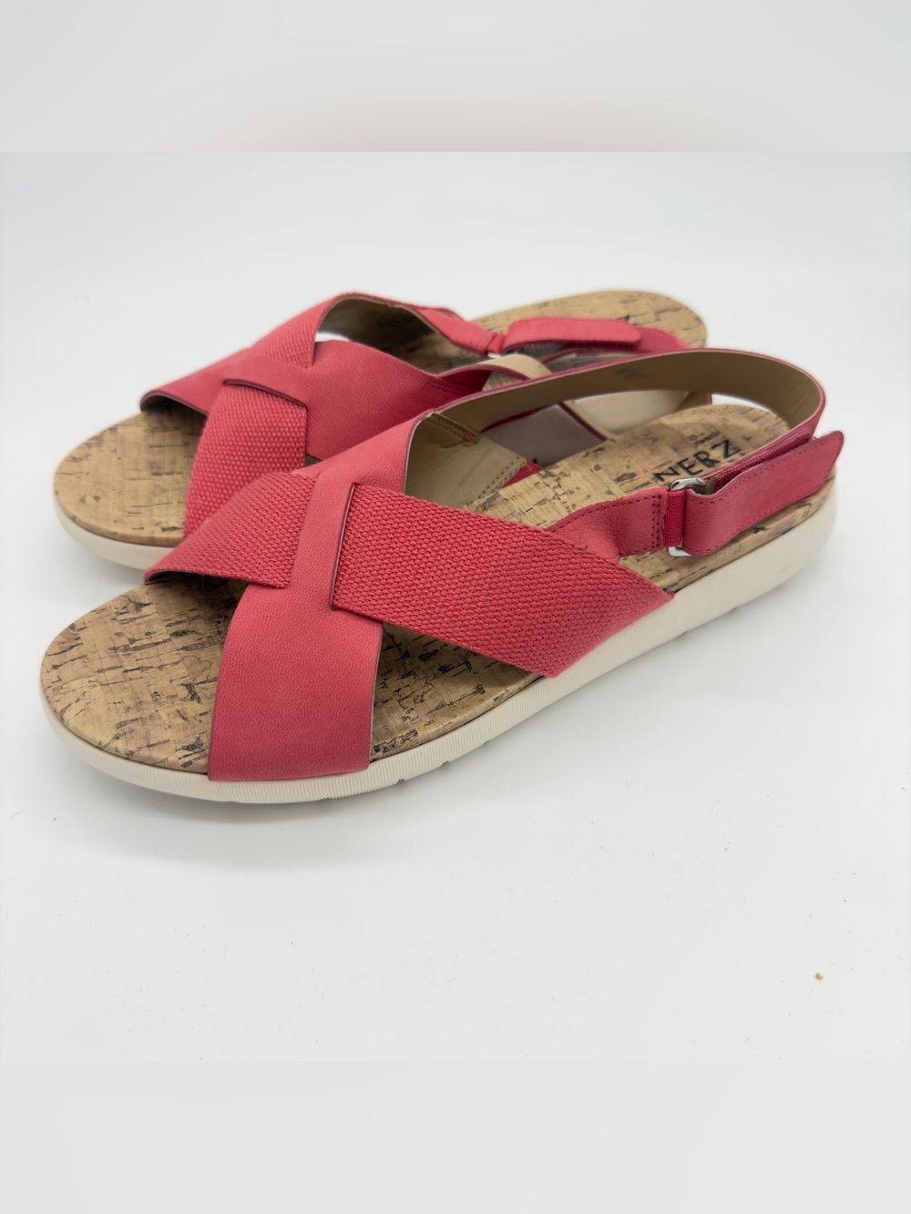 Naturalizer Coral-Red Crisscross Slingback Sandals
